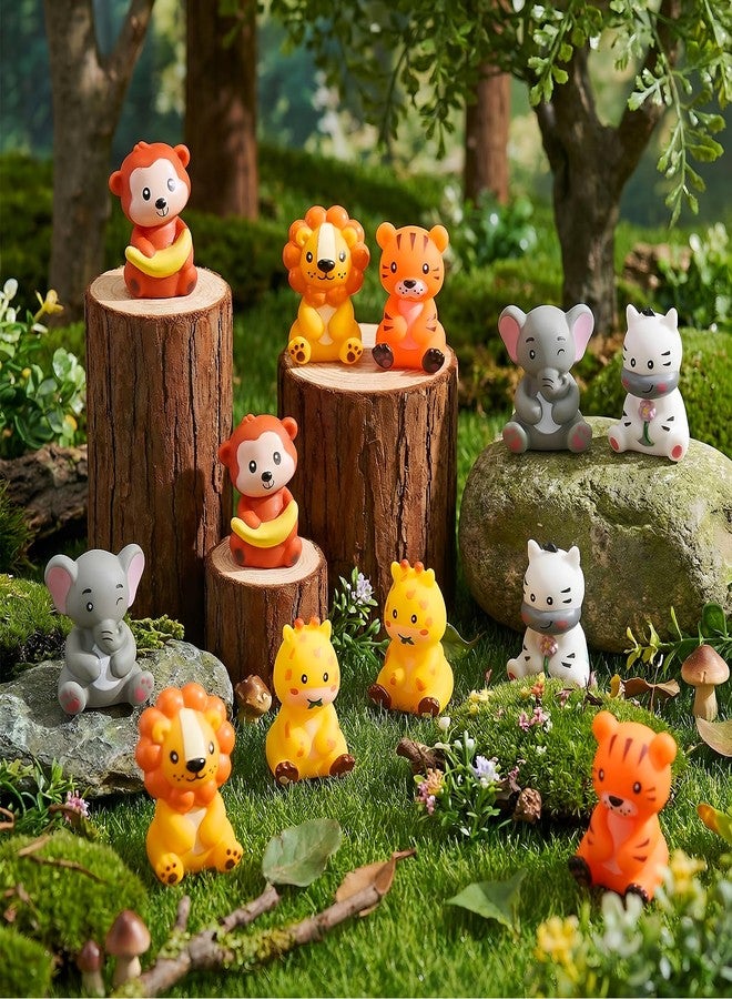 Blueweenly 24 Pcs Rubber Jungle Safari Animal Bulk Zoo Animal Figures Toys Wild Jungle Birthday Party Favors Zebra Elephant Monkey Lion Giraffe Bath Toys for Kids Birthday Baby Shower Classroom Prize - Image 2